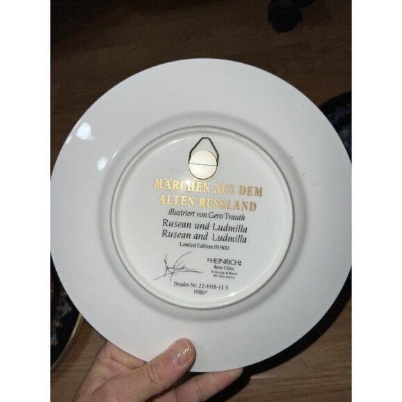Heinrich 1986 Vintage Marched Aus Dem Allen Russiand Plates (5) Gold Bone China - Picture 10 of 12